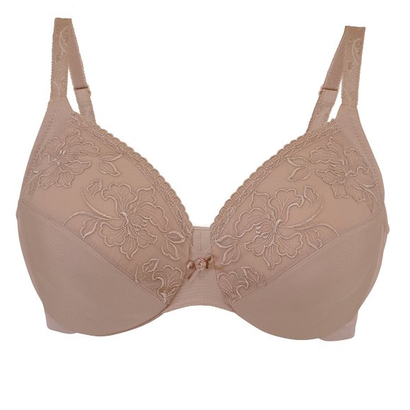 Set of 3! 32C Glamorise ELEGANCE Bra (UNDERWIRED) Embroidered SUPPORT TAUPE NEW - Picture 2 of 14